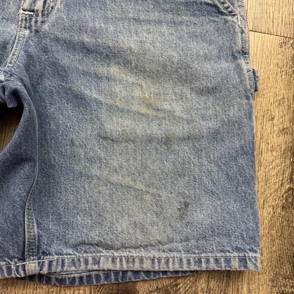 Vintage 2000's Carhartt Denim Carpenter Distressed Grunge Workwear Shorts Sz 32 - Picture 9 of 10